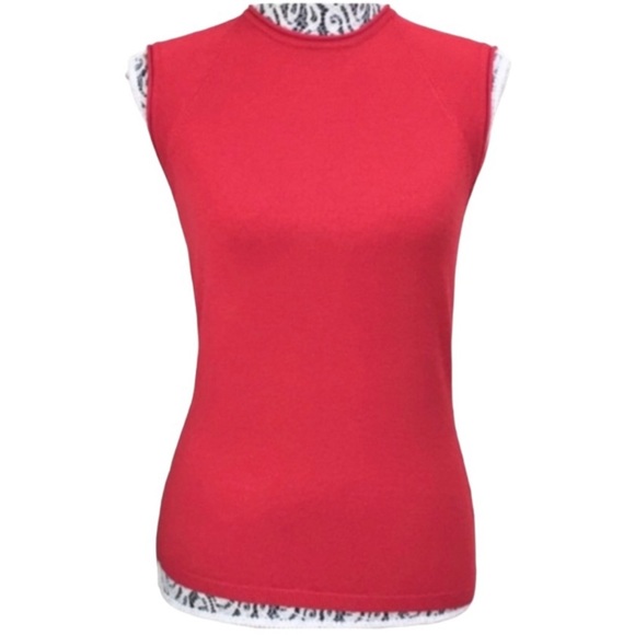 TAHARI Sleeveless Knit Sweater Persimmon Medium